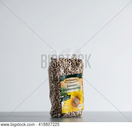Paris, France - July 30, 2017: Package Of Delicious Bio Gourmet Sonnenblumenkerne Translated As Sunf