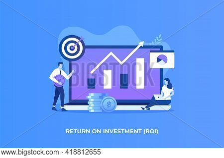 Flat Illustration Of Return On Investment Concept. Illustration For Websites, Landing Pages, Mobile 