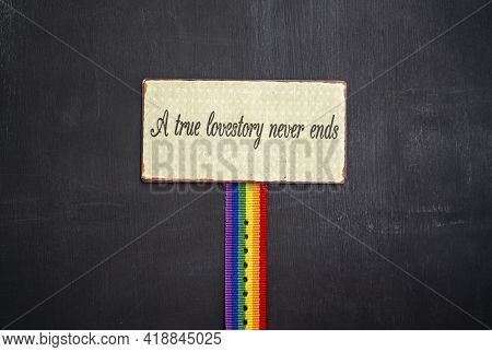 Lgbtqi Gay Pride Community Concept. Love Is Love. Multicolored Rainbow Flag Bracelet. Symbol Of Gay 