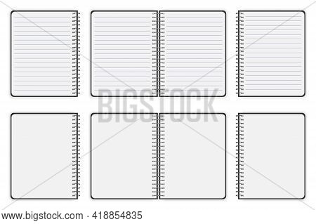 Notebook Mockup Isolated. Realistic Book Cover. Book Cover For Paper Design. Ruled Notepads. Vector 