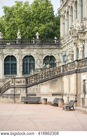 Dresden, Germany - September 23, 2020 : 18th Century Baroque Zwinger Palace, View Of Mathematisch-ph