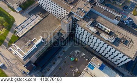 Turnhout, Belgium, 27 April 2021, Bird Eye Aerial View Of The Az Sint Elizabeth Hospital In The City