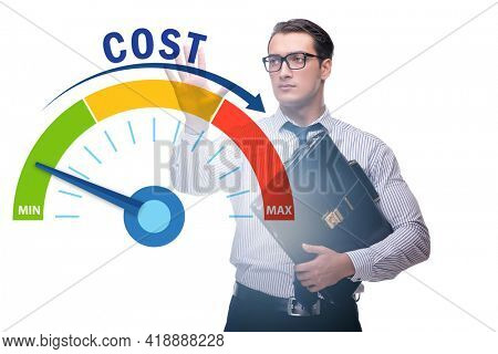 Businessman in cost management concept