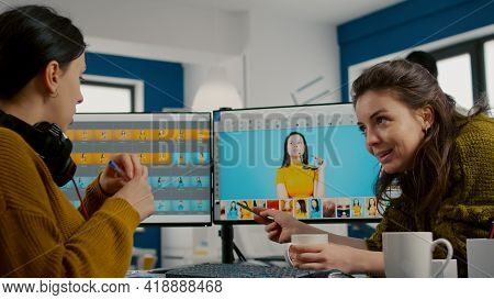 Art Director Teaching Retoucher Employee How To Color Gread