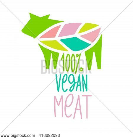 Beyond Meat Vector Icon Vector. Plant Based Food. Green Leaf Instead Of Steak. Vegan Meat Made From 
