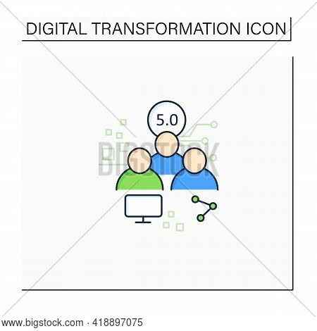 Society 5.0 Color Icon.human-centered Association.super-smart Society. Sustainable, Inclusive System