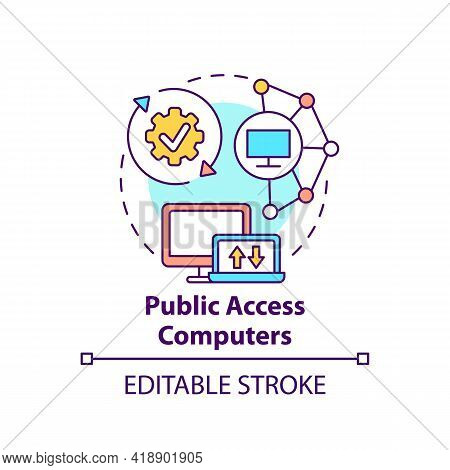 Public Access Computers Concept Icon. Accessible Technology. Open Network. Digital Inclusion Improve