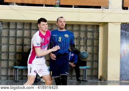 Odessa, Ukraine - April 23, 2021: Handball. Federation Of Men's Handball Of Ukraine. Match Odessa -
