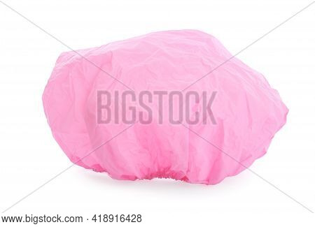 Pink Waterproof Shower Cap Isolated On White