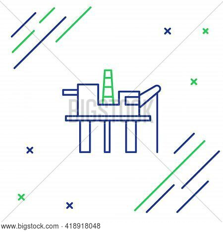 Line Oil Platform In The Sea Icon Isolated On White Background. Drilling Rig At Sea. Oil Platform, G