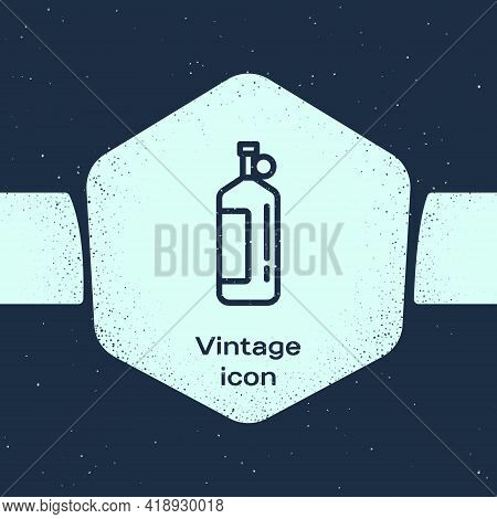 Grunge Line Aqualung Icon Isolated On Blue Background. Oxygen Tank For Diver. Diving Equipment. Extr