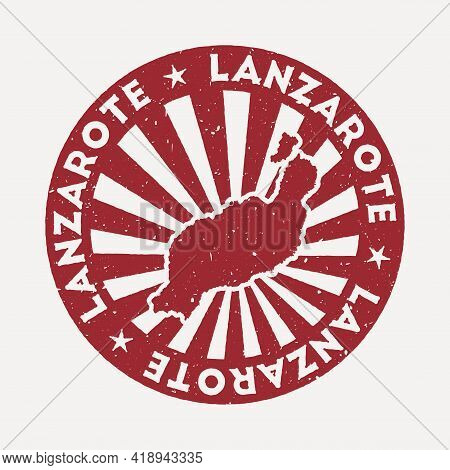 Lanzarote Stamp. Travel Red Rubber Stamp With The Map Of Island, Vector Illustration. Can Be Used As