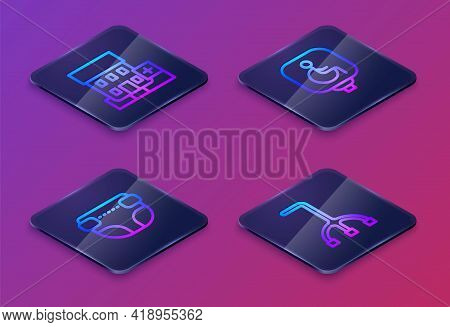 Set Isometric Line Medical Hospital Building, Adult Diaper, Disabled Wheelchair And Walking Stick Ca
