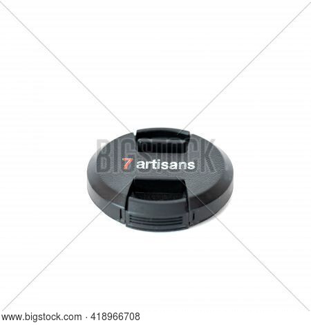 Belarus, Minsk - 26 Apr 2021: 7artisans Lens Cap 60mm Macro F2.8 Isolated On White Background