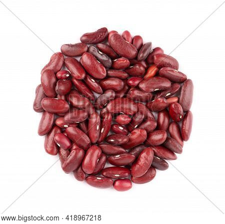 Red Kidney Beans, Isolated On White Background. Rajma Or Mexican Bean. Beans Close Up. Top View.