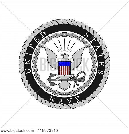 Realistic Vector Logo Of The Us Navy.
