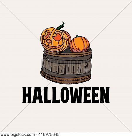 Helloween Icon Logo Vector. Pumpkin Helloween Decoration Vector
