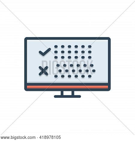Color Illustration Icon For Autocorrect Wrong Right Monitor Correct Adjusted Revise Change