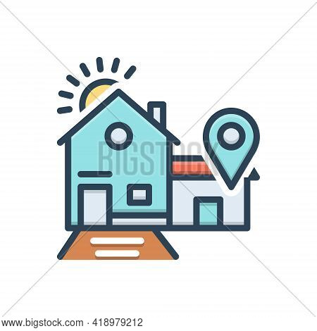 Color Illustration Icon For Birthplace Place-of-birth Native-land Motherland