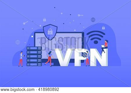 Virtual Private Network Service Illustration Concept. Illustrations For Websites, Landing Pages, Mob