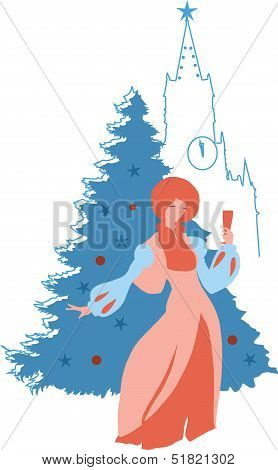 Graphic silhouette of a russian woman.