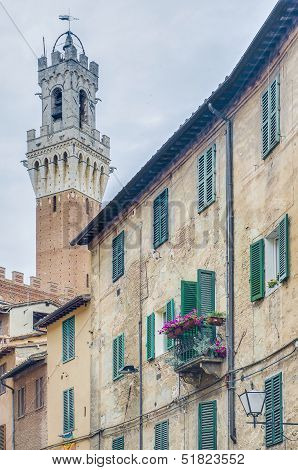 Mangia Tower In Siena, Tuscany Region, Italy