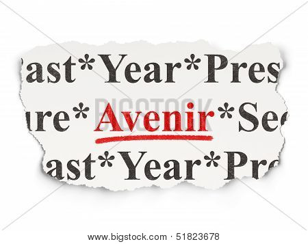 Time concept: Avenir(french) on Paper background