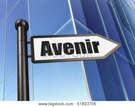 Time concept: Avenir(french) on Building background