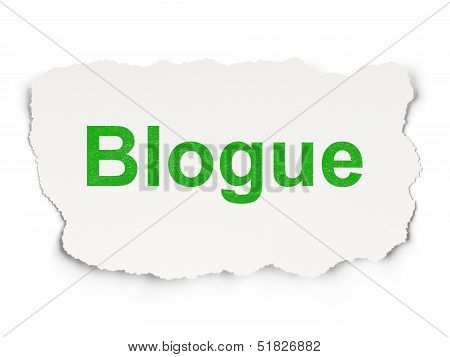 Web development concept: Blogue(french) on Paper background