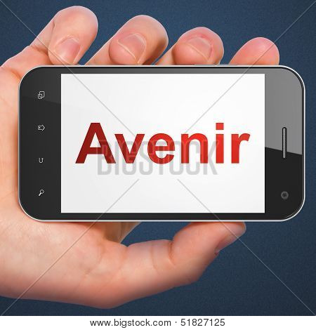 Time concept: Avenir(french) on smartphone