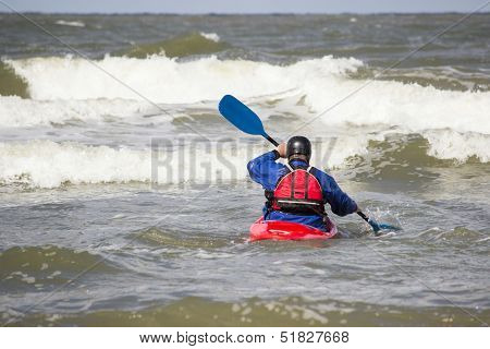 Man In Kayak At Sea