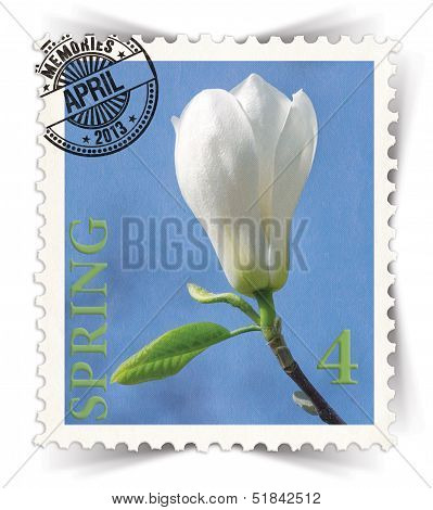 Label For Seasonal Ads Or Calendars Stylized As Post Stamp