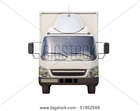 White commercial delivery truck isolated on a white background