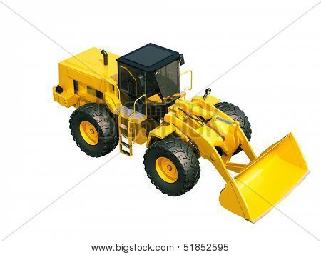 Modern front loader isolated on white background without shadow