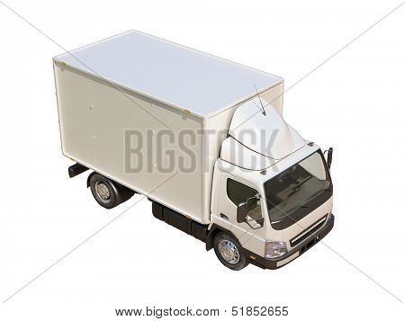 White commercial delivery truck isolated on a white background
