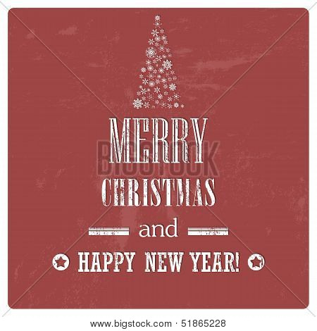 Retro Vintage Merry Christmas Background With Grunge Effect