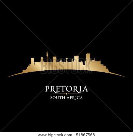 Pretoria South Africa City Skyline Silhouette Black Background