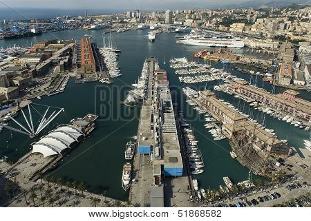 Aerial View Of Genoa Harbour