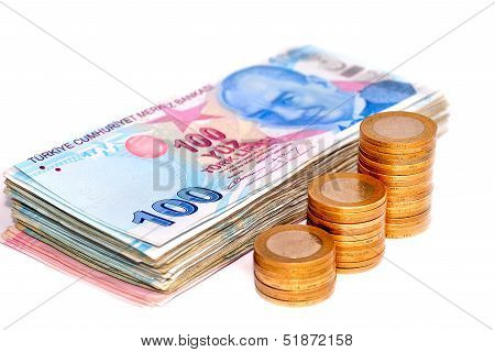 Pile Of Turkish Coins Isoladet