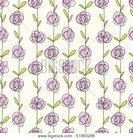 Seamless doodle pattern of flowers