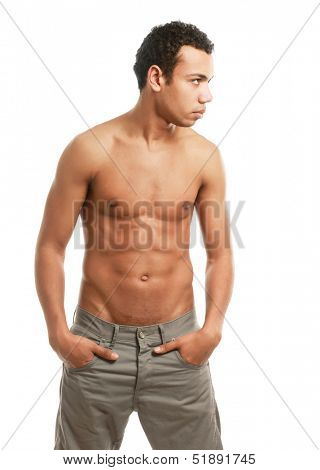 Strong man with a helathy body isolated over white