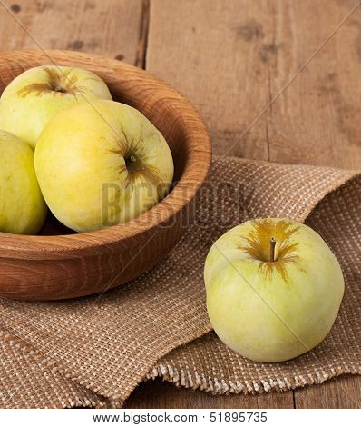 Antonovka Apples On Wooden