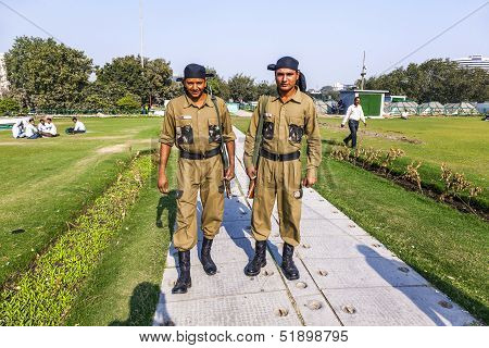 Policemen Guard Connaught Place