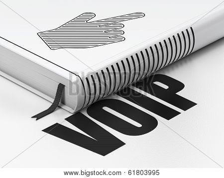 Web design concept: book Mouse Cursor, VOIP on white background