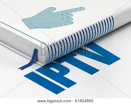 Web development concept: book Mouse Cursor, IPTV on white background