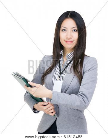 Asia businesswoman with clipboard