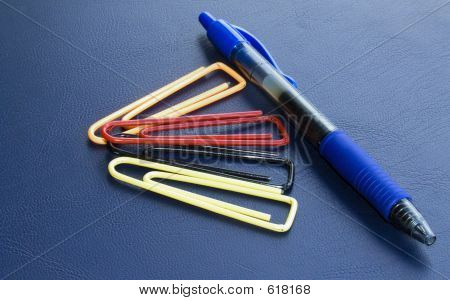 Paper Clips And Pen