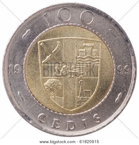 100 Ghana Cedis (second Cedi) Coin, 1999, Back