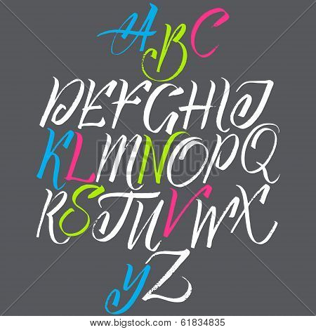 The alphabet in calligraphy brush.