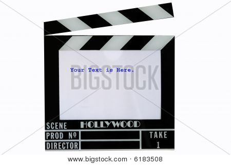 eine Hollywood Film Clapper Board (Clap Schiefer), isoliert in weiß